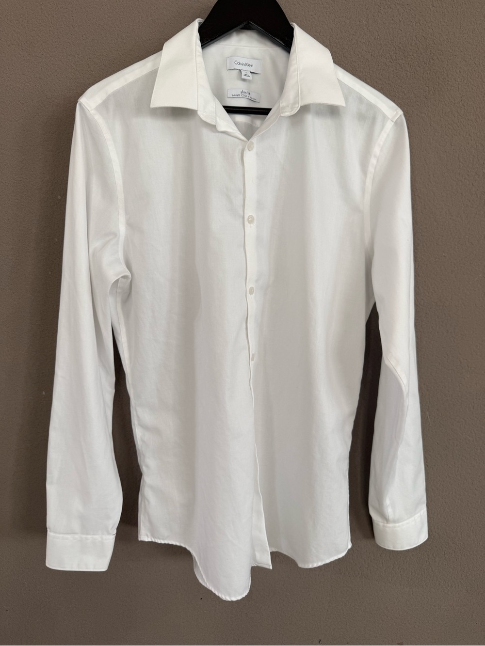 Calvin Klein White Men's Dress Shirt - Slim Fit - Infinite Cool - Size M